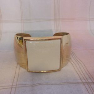 Avon The Collection Faux Ivory Gold Tone Cuff Bracelet